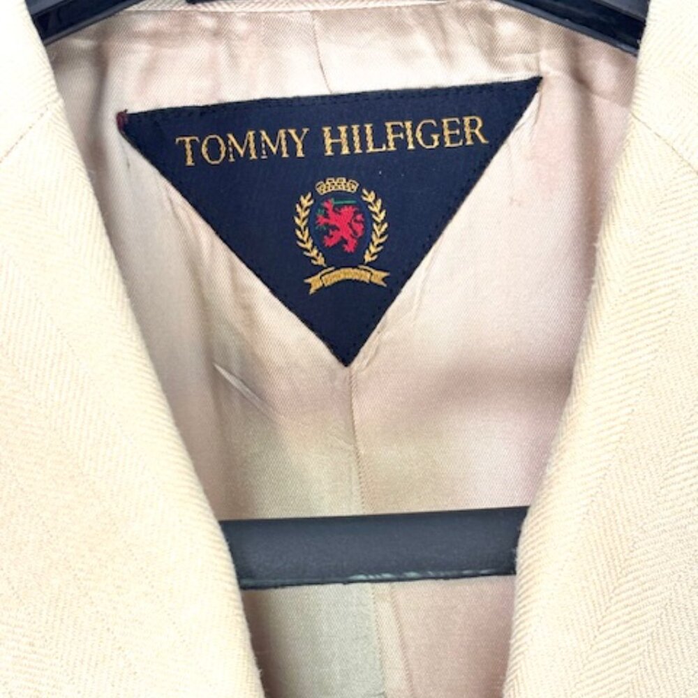 Tommy Hilfiger Men’s Gold Herringbone Light Blazer 42R - Picture 2 of 11